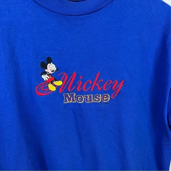 VTG Mickey Unlimited T-shirt Womens Large Blue Embroidered Disney Crewneck - Picture 4 of 7